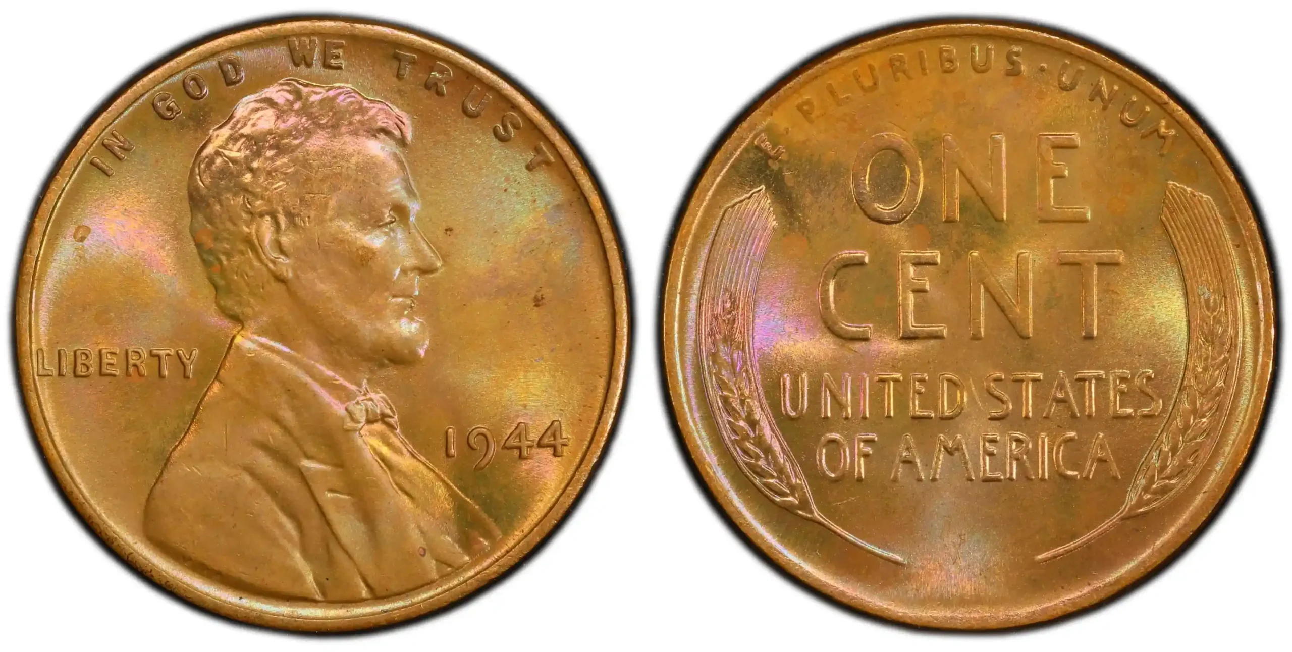 A Lincoln cent from Philadelphia mintage, 1944 (no mint mark).