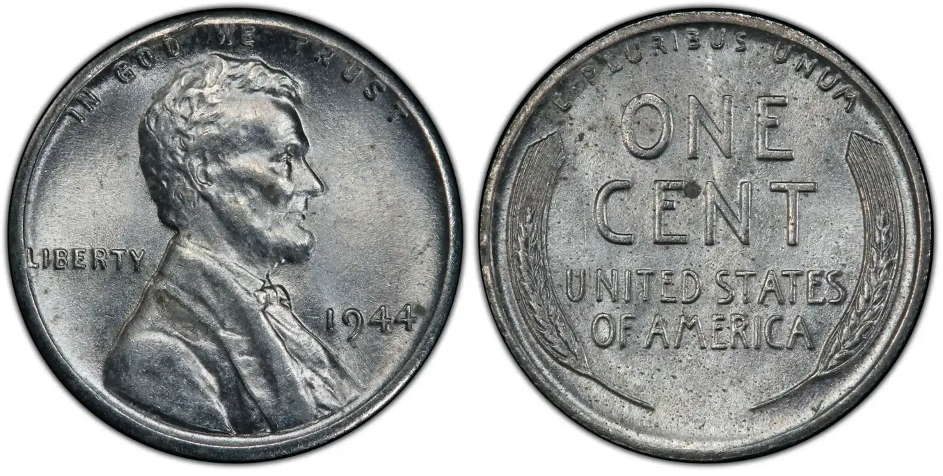 Rare steel 1944 Lincoln cent, Philadelphia mint.
